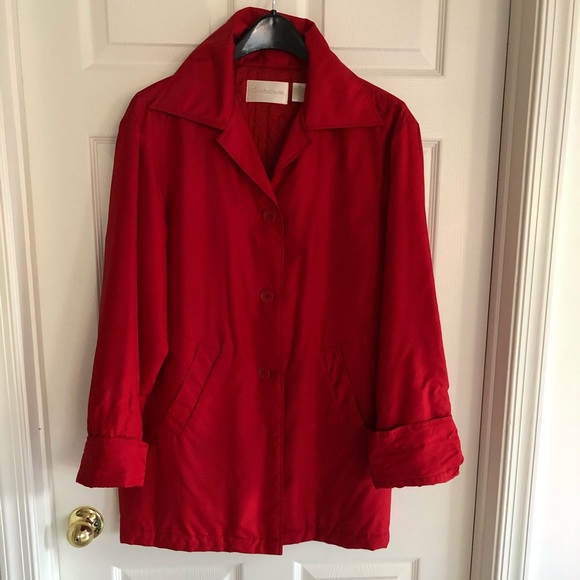 Red silk Dana Buchman topper coat - Picture 1 of 8